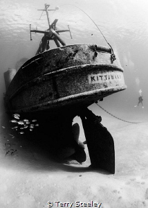 Diver looks in awe of the spectacular USS Kittiwake.
— S... by Terry Steeley 